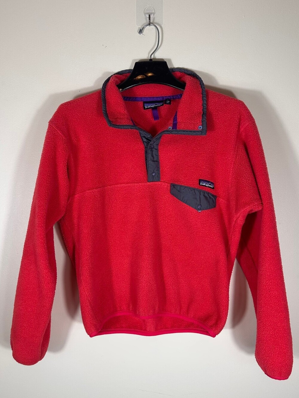 RARE Vintage 1990s Patagonia Synchilla Fleece Snap T USA Made Red Sz S